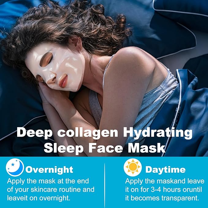 Xsvseie Collagen Face Mask, Deep Collagen Anti Wrinkle Lifting Mask Hydrogel Masks with Low Molecular Sheet Mask Overnight Hydrating Face Mask for Firming,Elasticity, Moisturizing for All Skin Types