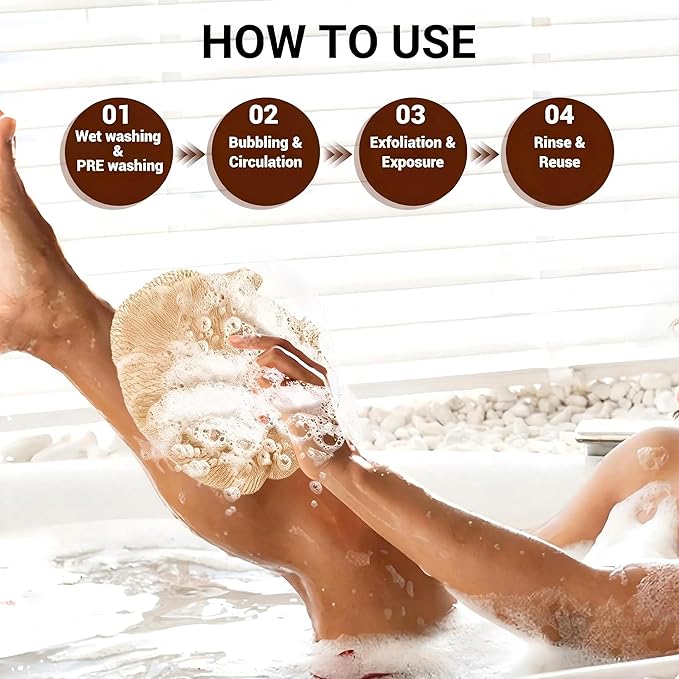 African Net Sponge Authentic for Exfoliating - Extra Knots for Deep Cleansing & Back Scrubbing - Body Scrubber Washcloth for Women & Men - Daily Shower Exfoliator for Smooth, Glowing Skin(Gold)