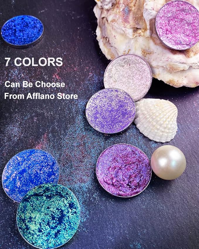 Afflano Minerals Eyeshadow Metallic Eyemazing Effect, Intense Color Shifting Multichrome Sparkling Eye shadow Glitter, Highly Pigmented Electric Purple Duo Chrome Chameleon Eyeshadow
