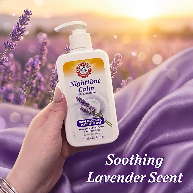 Arm & Hammer™ Nighttime Calm Foot & Leg Lotion with Magnesium - Lavender Scented Cream - 8oz. Hydrating & Moisturizing Magnesium Lotion with Shea Butter & Provitamin B5