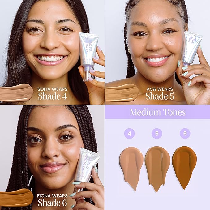 Naked Sundays BeautyScreen Peptide Foundation Tint - SPF 50 Tinted Sunscreen & Skincare Makeup with Zinc Oxide, Niacinamide - Lightweight Natural Coverage, 5 Tan Honey, 1.01 oz