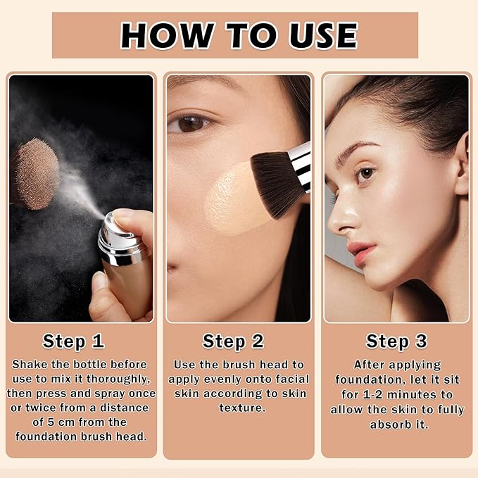 Airbrush Foundation for Mature Skin Airbrush Flawless Setting Spray Long Lasting Full Coverage Foundation Makeup-（01 Natural）
