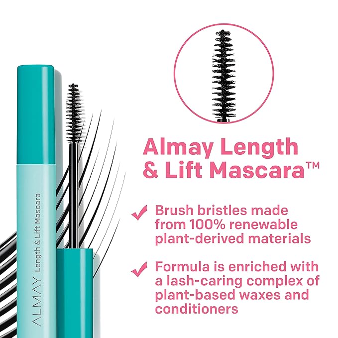 Waterproof Lenghthening Mascara by Almay, Volume &, Lift, Eye Makeup, Hypoallergenic and Fragrance Free, 030 Waterproof Black Brown, 0.24 Fl Oz (Pack of 2)