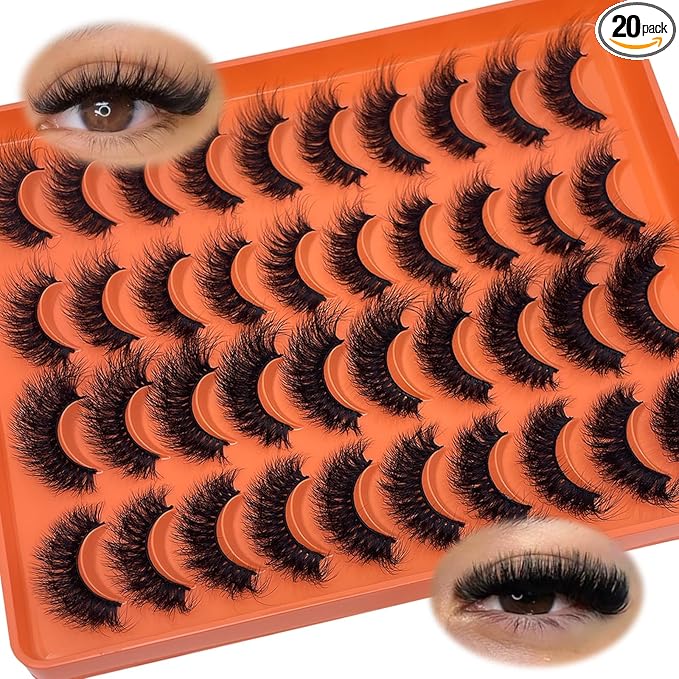 False Eye Lashes Strips Wispy Faux Mink 3D Cat Eyelashes 18mm 20mm Long Fluffy D Curl Strips Lashes Multipack Pack 2 Styles Mixed Lash Bulk YH320