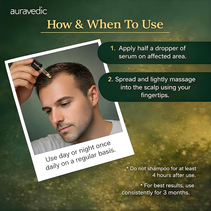 Auravedic Hair Growth Serum with 3% Redensyl & 4% Anagain | Nourishes Roots, Reduces Breakage & Supports Fuller Looking Hair | Rosemary, Bhringraj, Hibiscus | 1.01 Fl Oz (30ml)