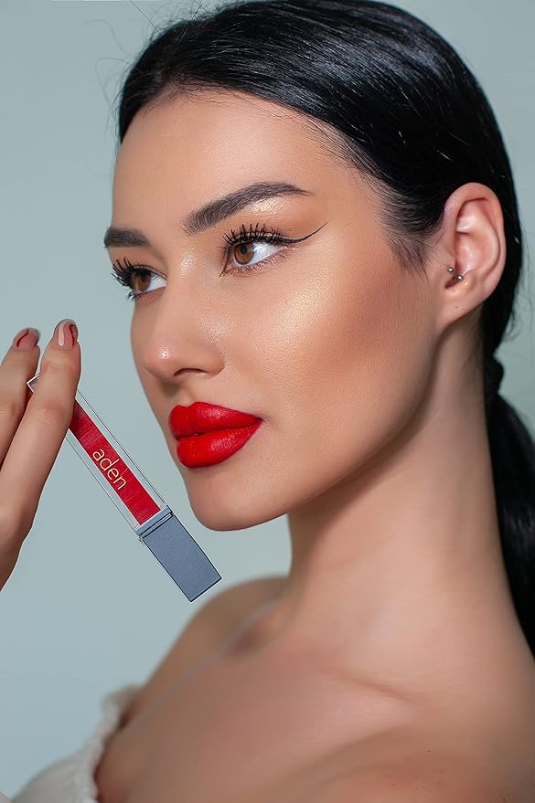 ADEN Liquid Lipstick+Lipliner Pencil Perfect Coverage For The WHOLE DAY Optimal Hydration MADE IN ITALY (14 Cranberry)