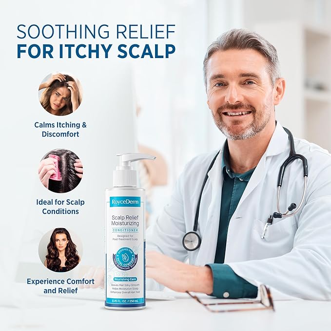 Roycederm Scalp Care Conditioner for Dry, Itchy & Flaky Scalp - Hydrating Formula for Oily Hair & Dandruff-Prone - Daily Moisturizing & Balancing Hair Conditioner