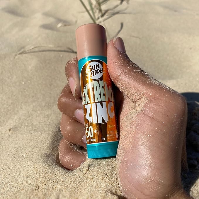 Sun Zapper Extreme Zinc Sunscreen Stick SPF 50+ Tan – Water Resistant Mineral Sunscreen for Face, Zinc Oxide Surf Sunscreen Stick for Surfing and Water Sports, 15g (0.53 oz), Australian Made