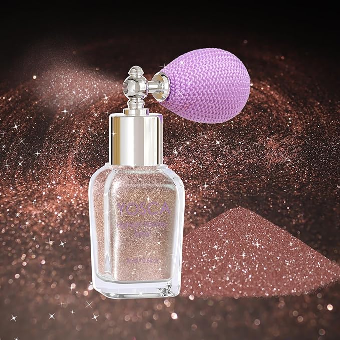 Yosca Body Glitter Spray, 30ML Loose Body Shimmer Powder Hair Spray Rose Pink Glitter Sparkle Highlighter Makeup Christmas Festival Rave Accessories for Clothes Hair Face Nail Art