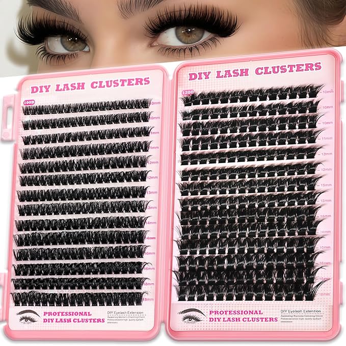 Manga Lash Clusters, 448 Pcs Fluffy Cluster Eyelash Extensions 100D+120D D Curl Individual Wispy False Eyelashes DIY Lash Extension (Volume Lash Clusters 10-18mm)