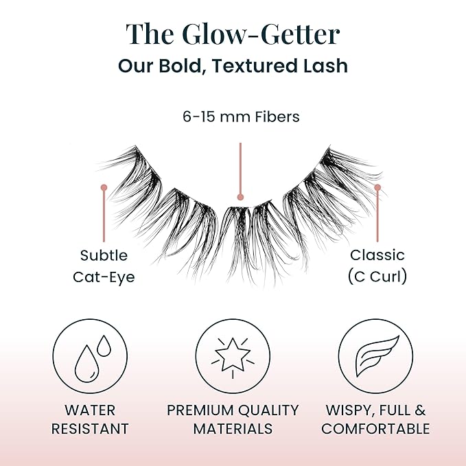 FlutterHabit Glow-Getter (1.0) Lash Clusters for Women, Salon Quality At Home Eyelashes Extension Kit, 6 Lash Sets, No Lash Glue Included
