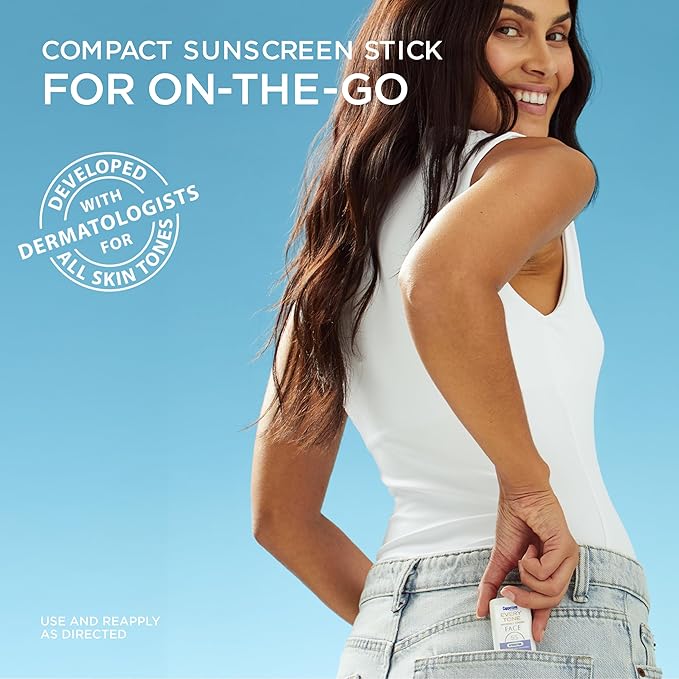 Coppertone Every Tone Invisible Finish Hydrating UV Defense Face Sunscreen Stick SPF 55 with Moisturizing Ceramides, Blends in Clear Sunscreen for All Skin Tones, 0.49 Oz Stick
