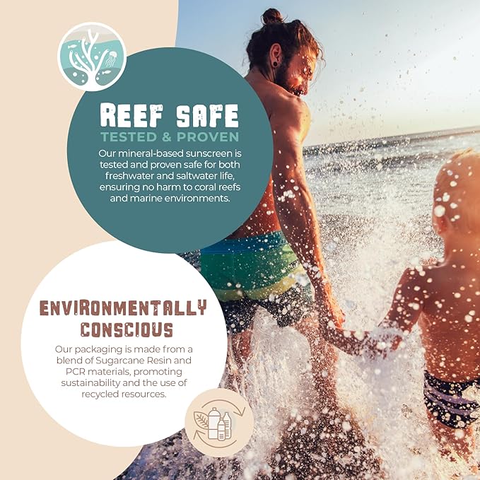 Happy Ocean Kids Mineral Sunscreen SPF 45 – Reef Safe, Non-Toxic for Babies & Toddlers, Zinc Oxide, Water Resistant, Travel Size, Face & Body