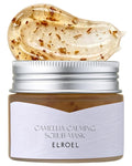 ELROEL Camellia Calming Scrub Mask - Hydrating, Calming and Exfoliating Facial Scrub with Hyaluronic Acid and Jeju Water - Gentle Face Wash Exfoliator for Smoother Skin - Korean Skin Care 1.69 Fl Oz