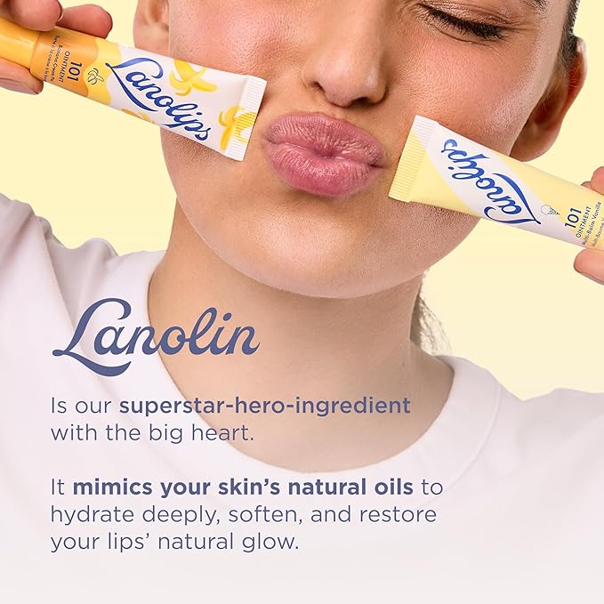 Lanolin 101 Multipurpose Ointment - Lanolin Lip Balm & Healing Ointment for Skin Barrier Repair - Moisturizer for Dry Lips, Cuticles & Elbows - No Petroleum - Online Exclusive - Vanilla (0.35 oz)