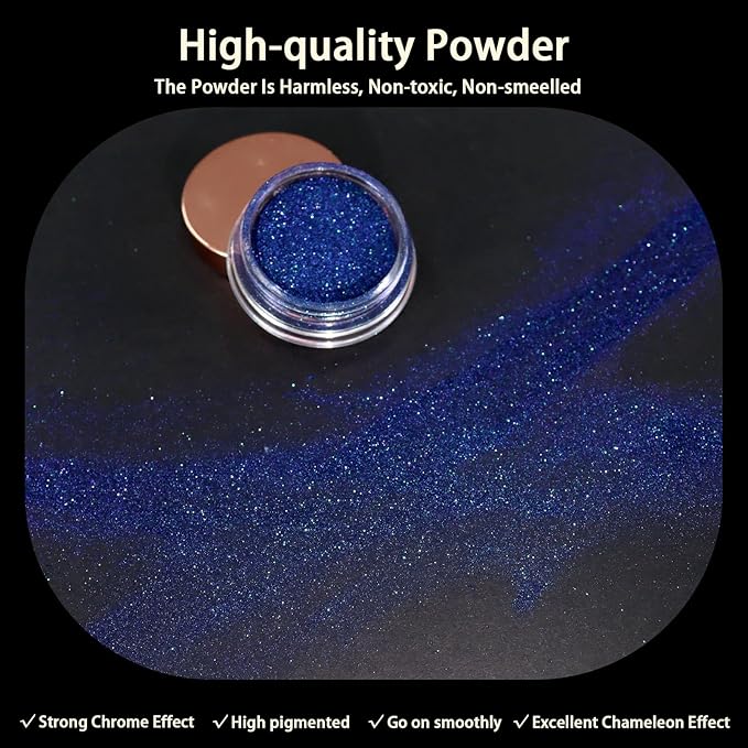 Allstarry Chameleon Chrome Nail Powder, Color-Shift Nail Powder Pigment Glitter Dust Magic Chameleon Mirror Effect Aurora Chrome Effect for Gel Polish Nail Art Decoration-Peacock Spirit