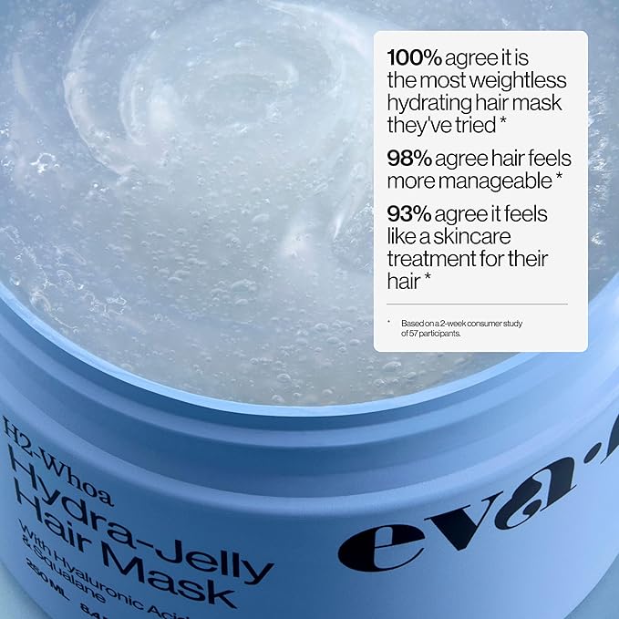 Eva NYC Hydrating Hair Mask for Long-Lasting Hydration - Infused with Hyaluronic Acid and Squalane - Lightweight Hair Treatment for Dry Hair - Jelly Texture Hydrating Mask - Jasmine Scent - 8.4 fl oz