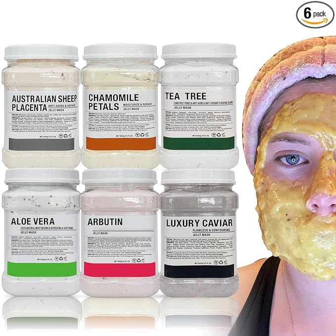 YMEYFAN Jelly Mask for Facials Professional, Jelly Mask Powder for Face, Modeling Mask Powder, Estheticians Supplies Beauty Salon Spa Face Mask Skin Care, 23Fl Oz (6 Pack)