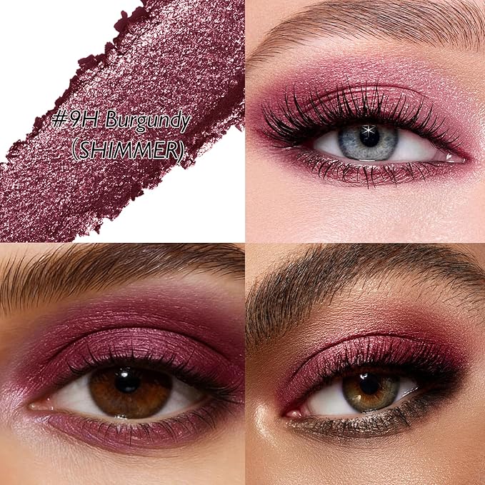 Cream Eyeshadow Stick, Shimmer Burgundy Eye Shadow for Older Women Long-Lasting Waterproof, Metallic Eyeshadow Crayon Buildable High Pigmented Sparkle Eye Highlighter sombras para ojos