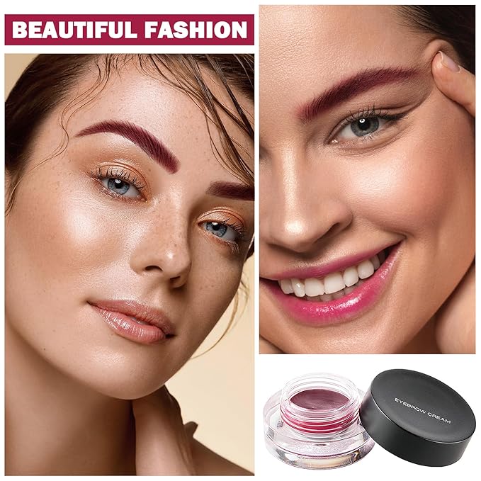 Eyebrow Pomade Cream,Brow Pomade Gel Naturally Long Lasting Waterproof,Delicate and Smooth Eye Brow Makeup Cosmetics with Eyebrow Brush - Wine