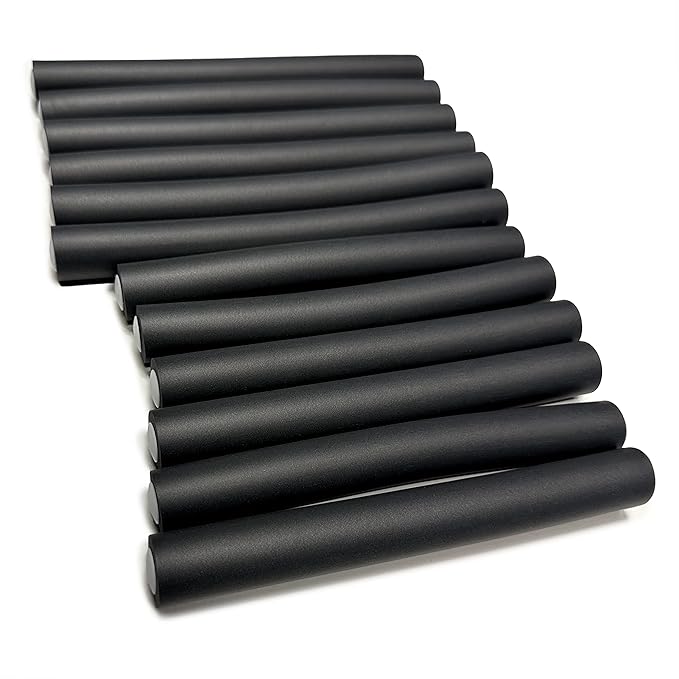 My Beauty Spot Flexi Rods Foam Hair Rollers 7/8" Diameter Professional Salon Quality 12 Pcs Rubber Hair Rollers for Long, Medium and Short Hair (Grey)