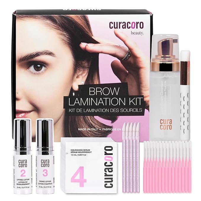 Curacoro Brow Lamination Kit, Professional Eyebrow Lamination & Brow Lift Kit with Keratin, 4-Step DIY for Fuller Brows, Long-Lasting Up to 8 Weeks