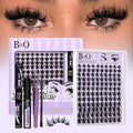 B&Q Manga Lash Clusters Kit DIY Eyelash Clusters at Home with 72H Waterproof Bond and Seal 0.05mm Ultra-Thin Band Wispy Spiky Anime Lashes for Daily & Party, 8-18mm Lash Extensions(KIT-Anime 01)