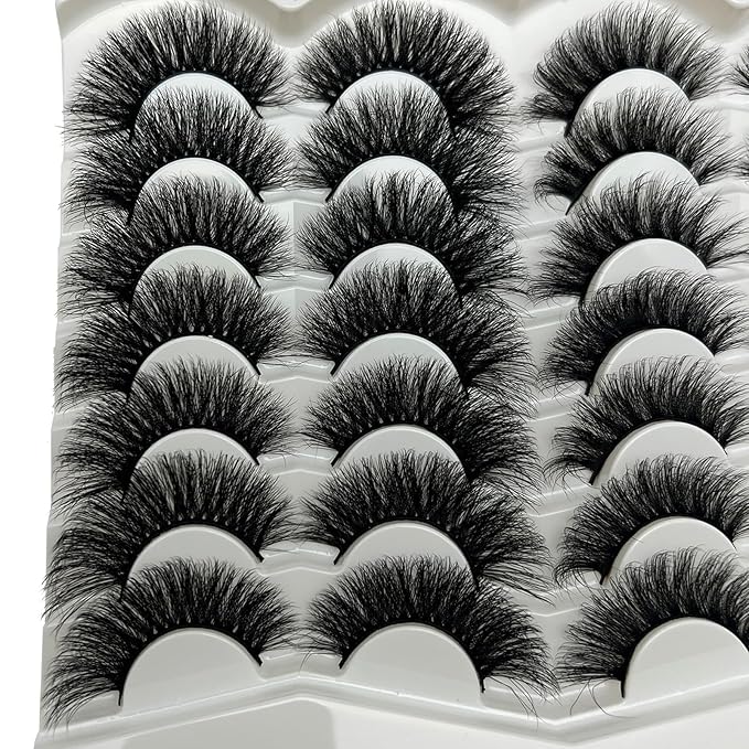 Mink Lashes Fluffy Cat Eye Eyelashes Pack, Soft Wispy Faux Mink False Eyelashes Natural Look, 20mm Long Dramatic Strip Lashes 2 Styles