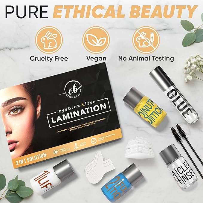 Elevate the Beauty Lash and Eyebrow Lamination Kit | Brow and Lash Lamination Kit | 2-in-1 Professional Brow Lamination Kit for DIY & Salon Use | Fuller Brows & Lifted Lashes up to 8 Weeks