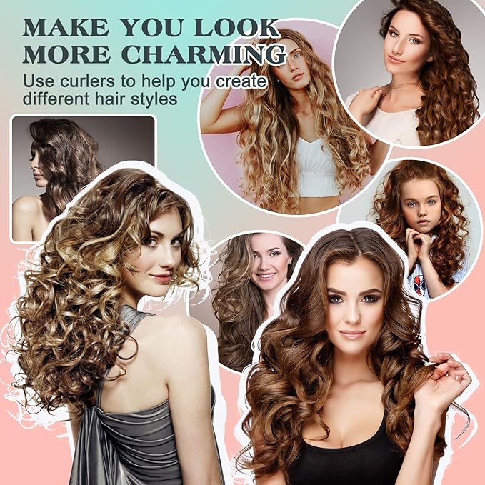 Heatless Hair Curler Set - 30 Flexible Overnight Blowout Rods, Soft Rollers for Long Hair (Small Size)