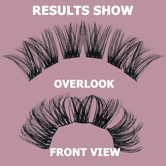 QUEWEL Cluster Lashes 72 Pcs Wide Stem Individual Lashes C/D Curl 8-16mm Length DIY Eyelash Extension False Eyelashes Soft for Personal Makeup Use at Home (honey01-C-MIX8-16)