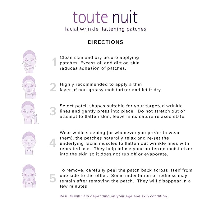 Toute Nuit Wrinkle Patches – Triangle – Face Tape for Forehead, Eyes & Lips – Hypoallergenic Anti Wrinkle Patches – 45 Count, Made in USA