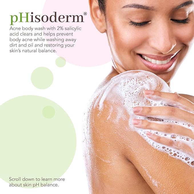 pHisoderm Anti-Blemish Body Wash For Acne-Prone Skin, pH Balanced Body Wash, Salicylic Acid, Hyaluronic Acid, 10 Fl Oz (3 x 10 fl oz)