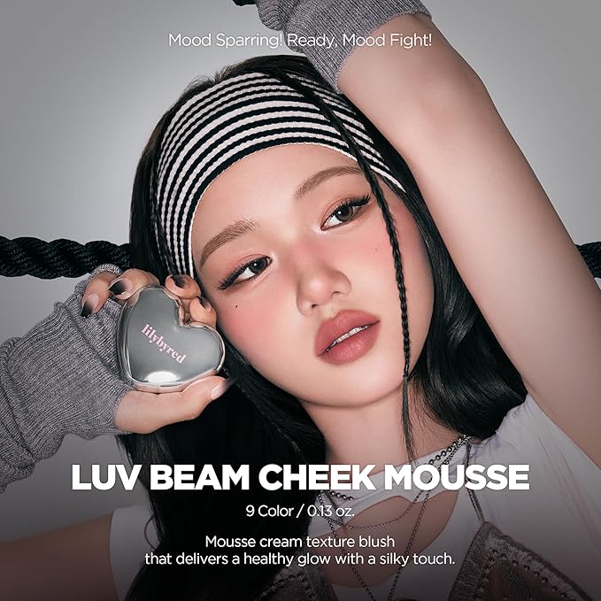 lilybyred Luv Beam Cheek Mousse | Heart-Shaped Korean Blush, Velvety Soft-Matte Texture, Pore-Blurring Finish, Buildable & Blendable Color, Natural Flush, 0.13 oz. (01 Apricot Mousse)