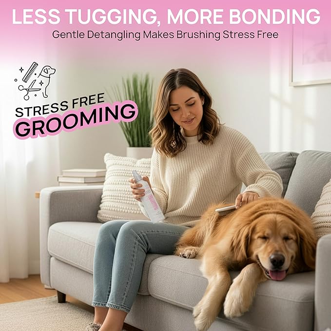 BioSilk for Dogs Silk Therapy Detangling and Shine Protecting Spray, pH Balanced Leave-In Mist with Silk and Vitamins for Dematting, Paraben-Free, All Coats and Breeds, 8 Fl Oz - 6 Pack