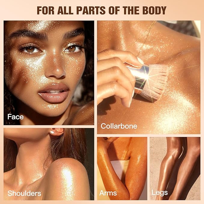 Rose Gold Body Glow Oil with SPF 30 Broad Spectrum, Lightweight Sunscreen Long Lasting Shimmer Body Lotion for All Skin Types, Moisturizer Mineral Oil, Absorbs Quickly, 2 oz