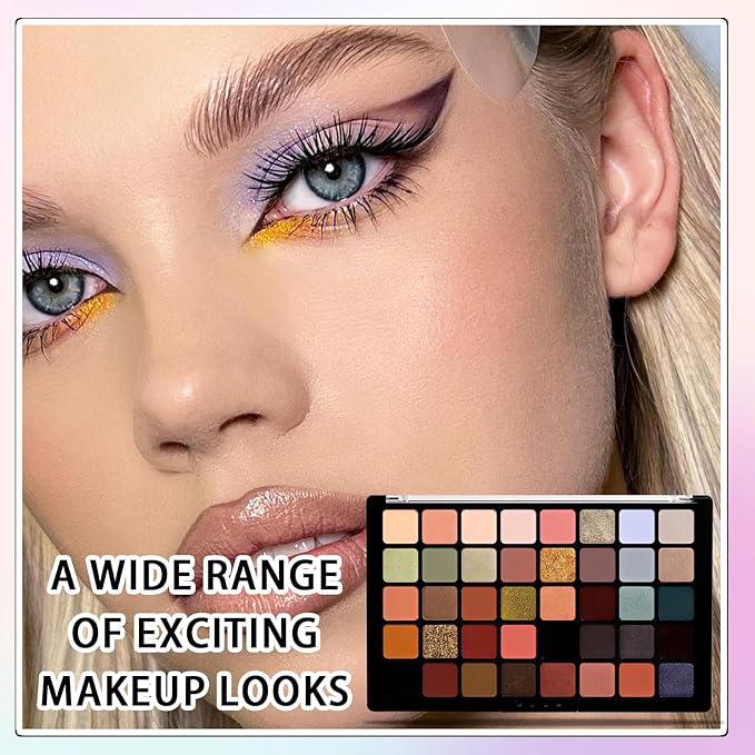 40 Colors Eyeshadow Palette,Matte Glitter Eyeshadow Makeup Palette with Eyeshadow Brush,Highly Pigmented Colorful Shimmer Eye Shadow Palette Makeup Kit for Women