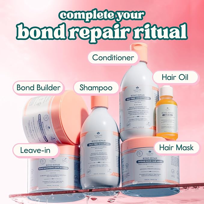Nature Spell Bond Repair Conditioner, Sulfate & Paraben Free, Repairs & Nourishes Weak Strands with Vegan Keratin & Hyaluronic Acid, Color Safe, For All Hair Types, Vegan, 10.14 fl oz