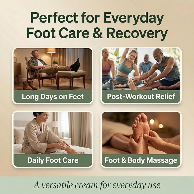 Peppermint Foot Cream for Cracked Heels & Dry Feet | Callus Remover with 5% Lactic Acid | Non-Greasy & Fast-Absorbing | Tea Tree, Eucalyptus & Rosemary Essential Oils | Natural Foot Moisturizer | 4 oz