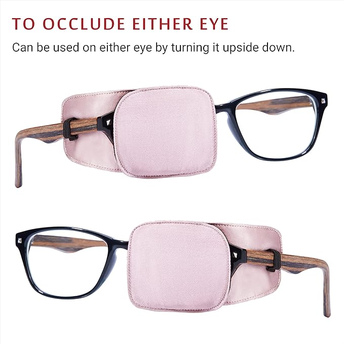 Astropic 2Pcs Silk Eye Patches for Adults Kids Glasses to Cover Either Eye (Medium, Dusty Rose Pink)