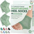 Dr. Frederick's Original Moisturizing Heel Socks for Dry Cracked Heels Treatment - Infused with Olive Oil, Jojoba Oil and Vitamin E - 2 Pairs - Self Care Gifts for Women & Men - Green Aloe
