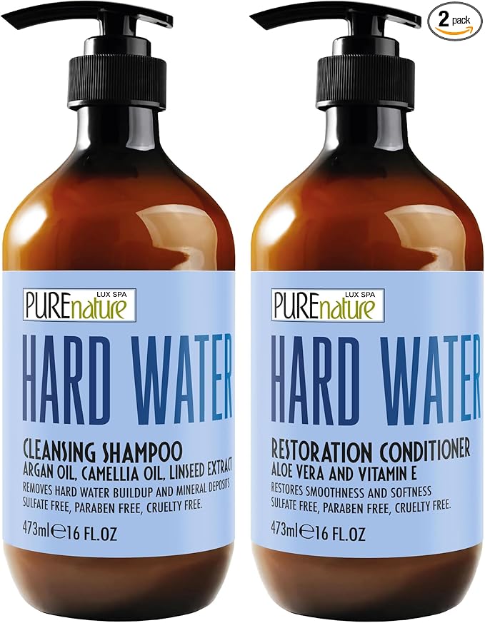 Hard Water Shampoo and Conditioner Set - Sulfate Free and Paraben Free Chelating Action - Moisturizing Professional Formula for Women and Men - Hydrating Swim Safe Formula - 16 Fl Oz (Set of 2)