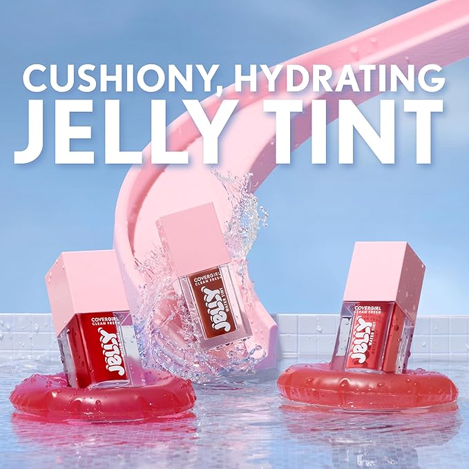 COVERGIRL Clean Fresh Jelly Water Tint, Lip & Cheek Tint, Transfer-Proof, Hydrating - 30 Watermelon Splash (Cool Pink)