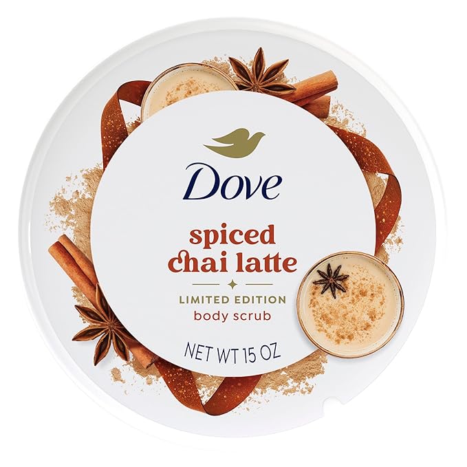 Dove Limited Edition Holiday Treats Body Scrub Spicy Chia Latte for Deep Nourishment 15 oz (Pack of 2)