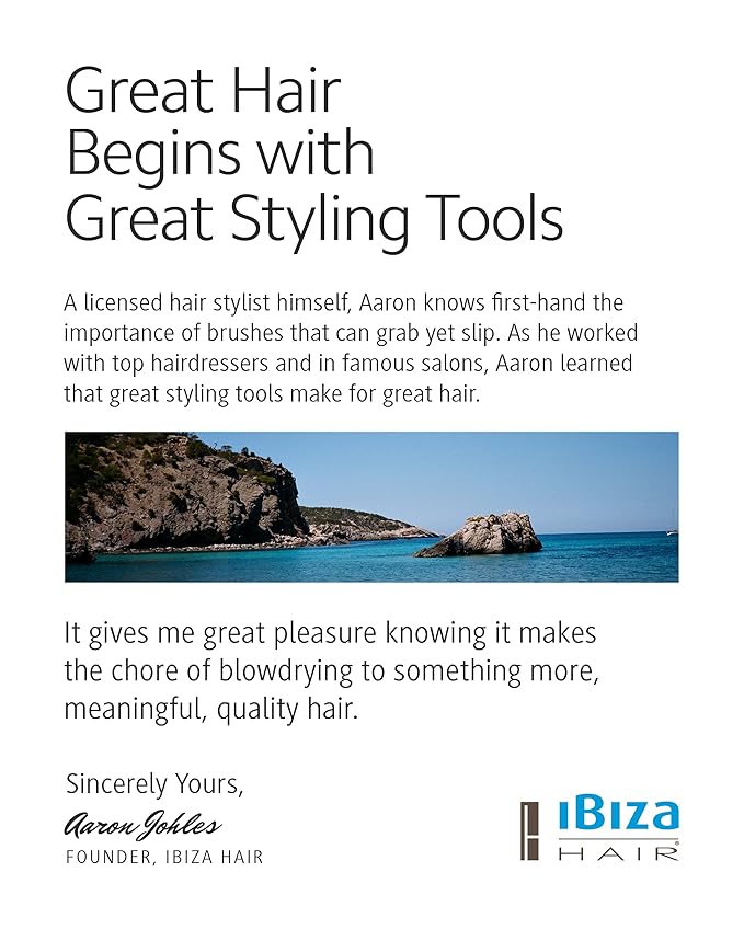Ibiza Hair Round Boar Bristle Brush (EX3-55mm) | Lightweight with Reinforced Bristles & Cork Handle | Ideal for Beachy Waves & Curls | Adds Texture & Shine for Medium to Long Styles