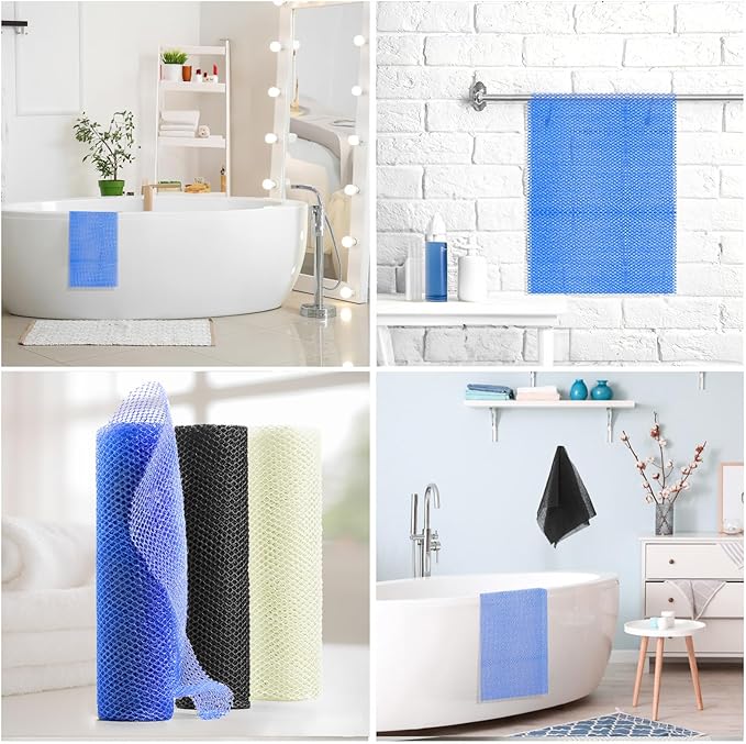 3-Piece African Net Sponge Set - Exfoliating Scrubber for Face/Body Shower, Travel-Portable Design, Long-Lasting, Gentle Exfoliation for All Genders(Black,Blue,White)