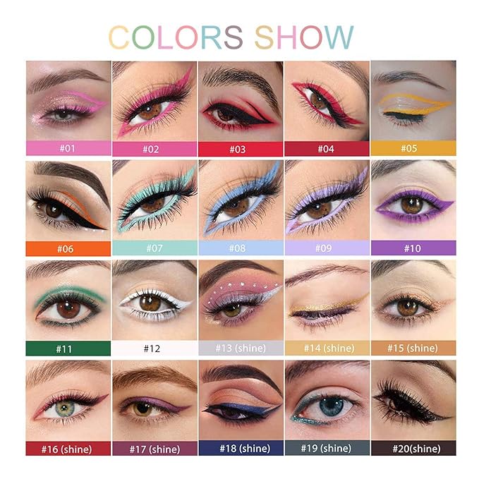 20 PCS Colored Eyeliners Pencil Set, 20 Colors Waterproof Long Lasting Retractable Matte Colorful Eyeliner Milti-Functional Eyeliner Eyeshadow Pen Gifts Mother's Day for Women