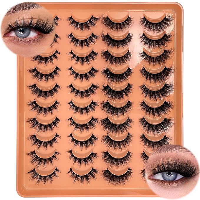 Mink Lashes Wispy Cat Eyelashes Strip False 3D Eyelashes 16mm Short Fluffy Lash Natural Look Faux Mink Cat eye Lashes Multipack Pack 2 Styles Mixed YH309