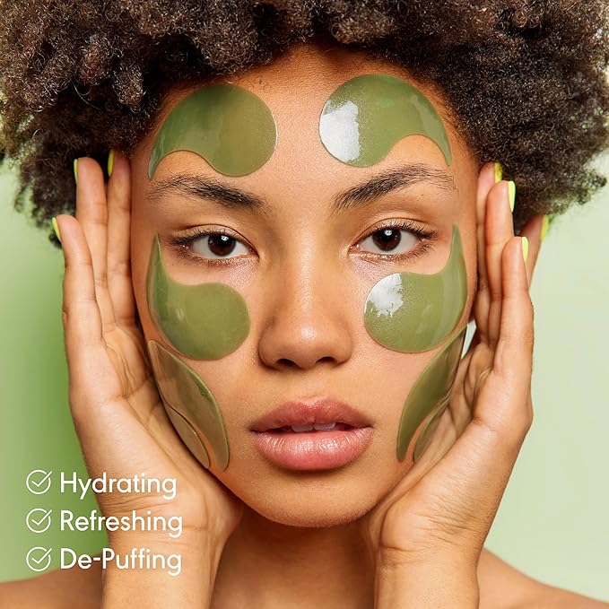 60 PCS Under Eye Patches for Puffy Eyes and Dark Circles & Eye Bags with Green Tea Matcha & Aloe - Natural Skincare Hydrating Eye Masks with Hyaluronic Acid to Refresh, Soothe & Revitalize