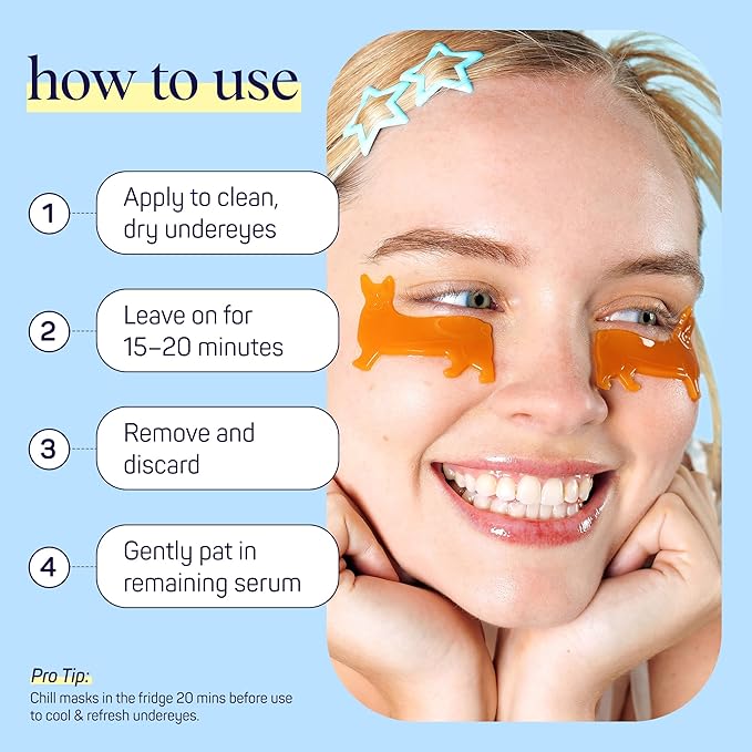 SpaLife Puppy Eyes Corgi Under Eye Patches for Dark Circles | Puppy Under Eye Patches for Puffy Eyes | Radiance Undereye Masks for Bags and Shadows | Pack of 10 Pairs (10 Undereye Treatments)